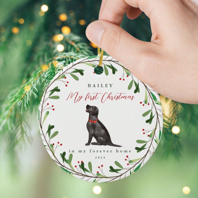 Hund ist mein erstes Weihnachten mit Name Black La Keramik Ornament (Von Creator hochgeladen)