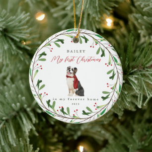 Hund ist mein erstes Weihnachten mit Name Herding Keramik Ornament