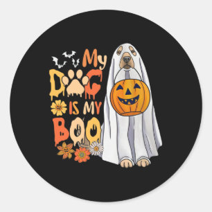 Hund ist Niedlicher Hund mit Pumpkin Fall Se Runder Aufkleber
