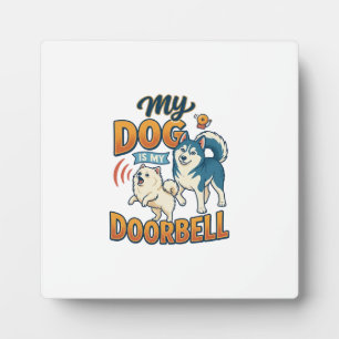 Hund ist Türklingel Bellen Weiß Blau_1 Fotoplatte
