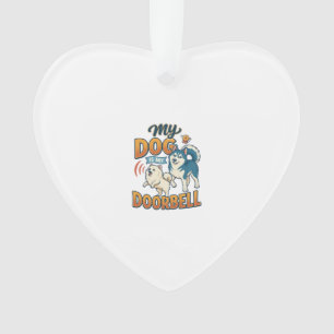 Hund ist Türklingel Bellen Weiß Blau_1 Ornament