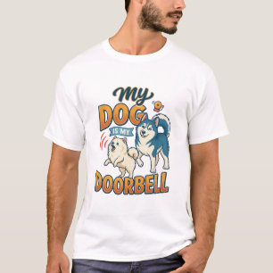 Hund ist Türklingel Bellen Weiß Blau_1 T-Shirt