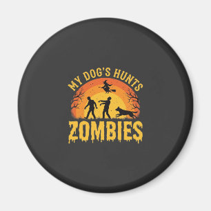 Hund jagt Zombies Halloween-Design Magnet