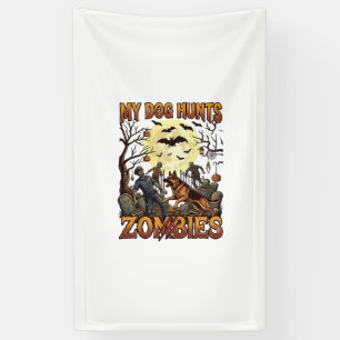 Hund jagt Zombies Halloween Deutscher Schäferhund Banner
