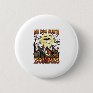 Hund jagt Zombies Halloween Deutscher Schäferhund Button