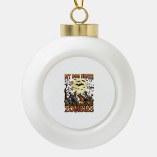 Hund jagt Zombies Halloween Deutscher Schäferhund Keramik Kugel-Ornament