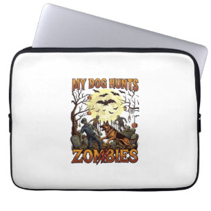 Hund jagt Zombies Halloween Deutscher Schäferhund Laptopschutzhülle