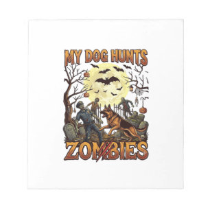 Hund jagt Zombies Halloween Deutscher Schäferhund  Notizblock