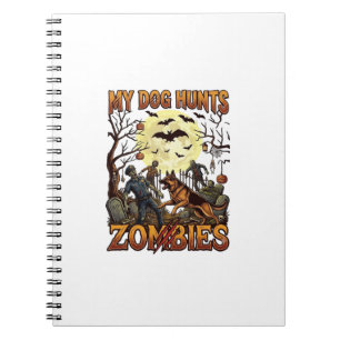 Hund jagt Zombies Halloween Deutscher Schäferhund Notizblock