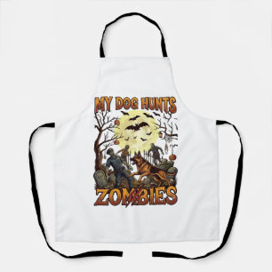 Hund jagt Zombies Halloween Deutscher Schäferhund  Schürze