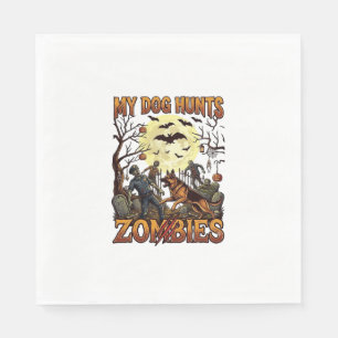Hund jagt Zombies Halloween Deutscher Schäferhund  Serviette