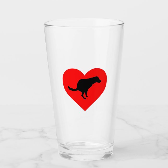 Hund Kacke Herz Glas (Vorderseite)
