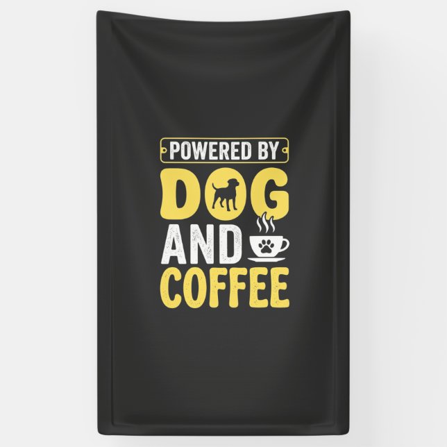 Hund Kaffee Liebhaber Powered By Design Banner (Vertikal)