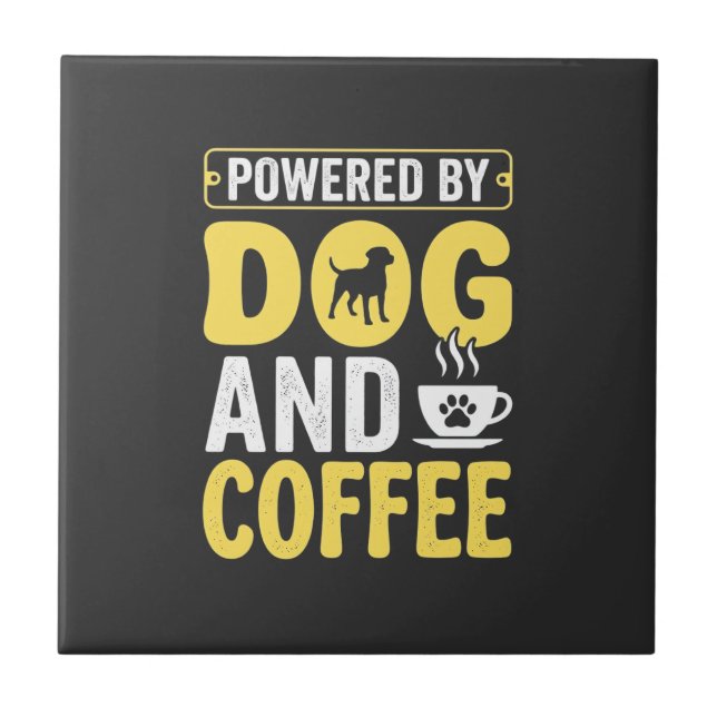 Hund Kaffee Liebhaber Powered By Design Fliese (Vorderseite)
