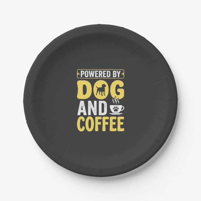 Hund Kaffee Liebhaber Powered By Design Pappteller (Vorderseite)