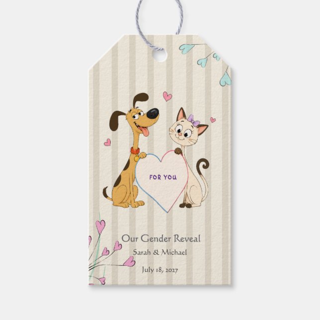  Hund & Katze Geschlechtsenthüllung   Geschenkanhänger (Vorderseite)
