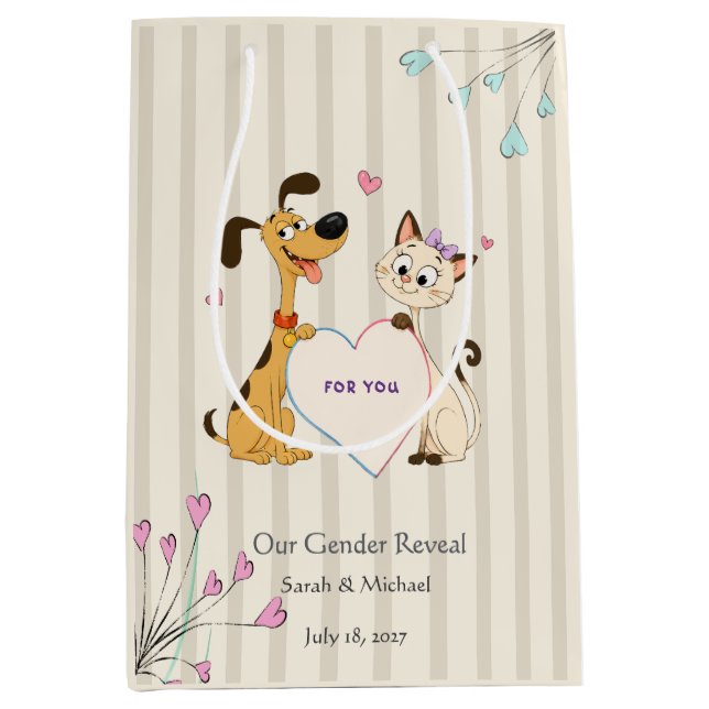  Hund & Katze Geschlechtsenthüllung   Mittlere Geschenktüte (Vorderseite)