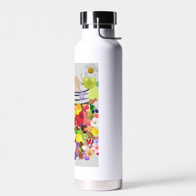 Hund, Katze, Obst und Blume Trinkflasche (Links)