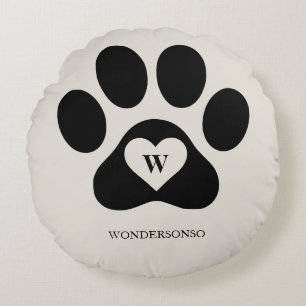 Hund Katze Pfote Unteres Familienmonogramm Frischv Rundes Kissen