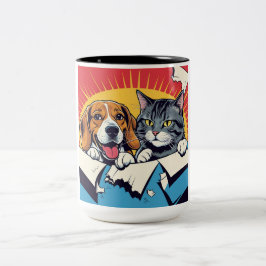 Hund & Katze | Zwei Freunde Zweifarbige Tasse