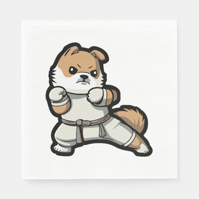 Hund kennt Karate Serviette (Vorderseite)