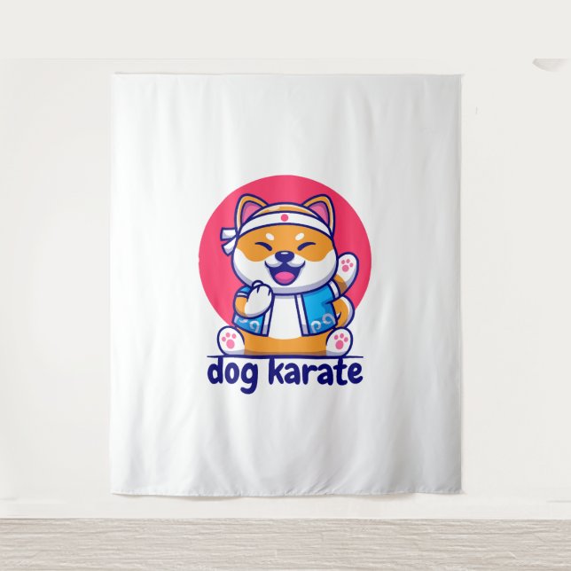 Hund kennt Karate Wandteppich (Vorderseite)