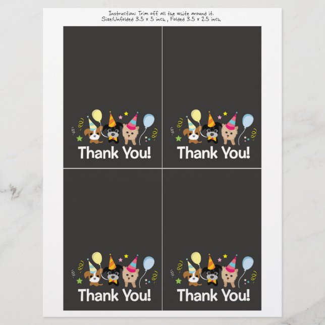 Hund, Kindergeburtstag Party Danke Karte (Vorne)