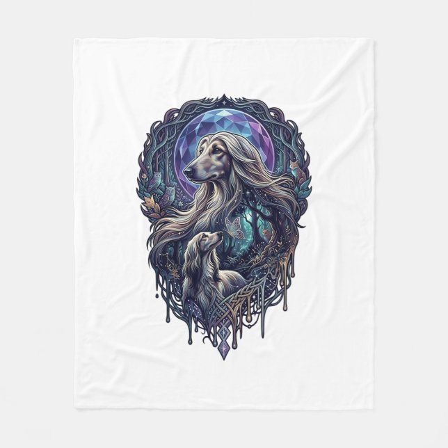 Hund Kristall Mond Enchanted Forest_1 Fleecedecke (Vorderseite)