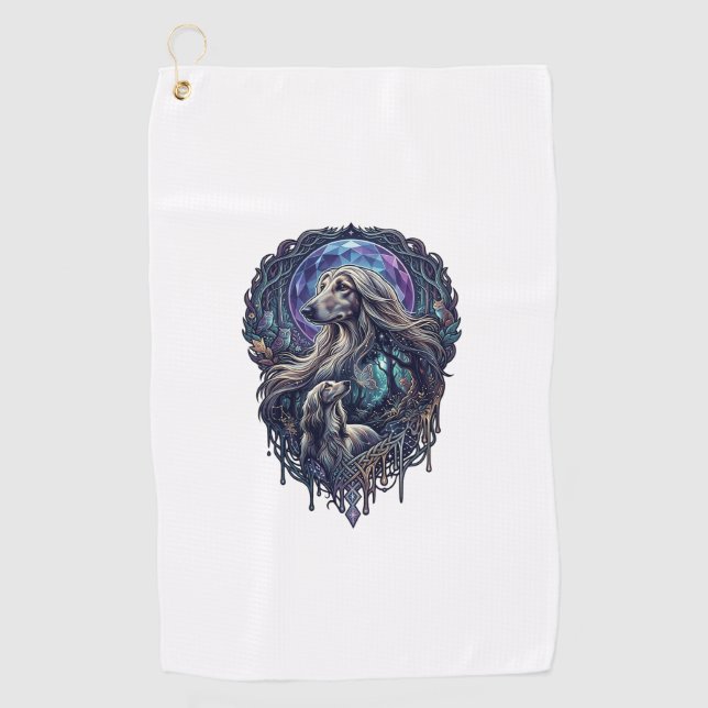 Hund Kristallmond Enchanted Forest_1 Golfhandtuch (Vorderseite)