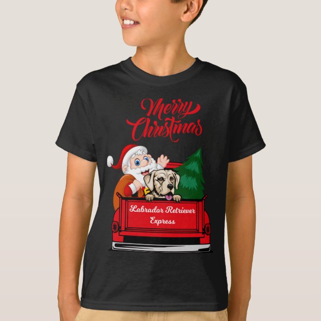 Hund Labrador Retriever mit dem Weihnachtsmann in  T-Shirt (Vorderseite)