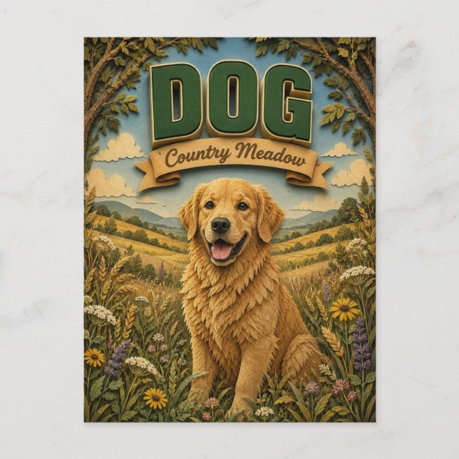 Hund Landwiese POPCUT Postkarte (Vorderseite)