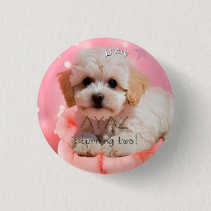 Hund Lass uns Party Geburtstag Button