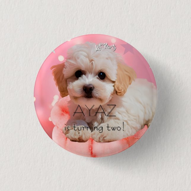 Hund Lass uns Party Geburtstag  Button (Vorderseite)