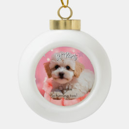 Hund Lass uns Party Geburtstag Keramik Kugel-Ornament