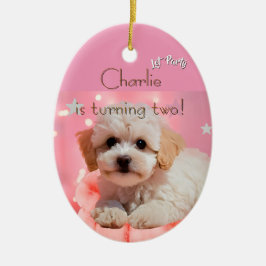 Hund Lass uns Party Geburtstag Keramik Ornament