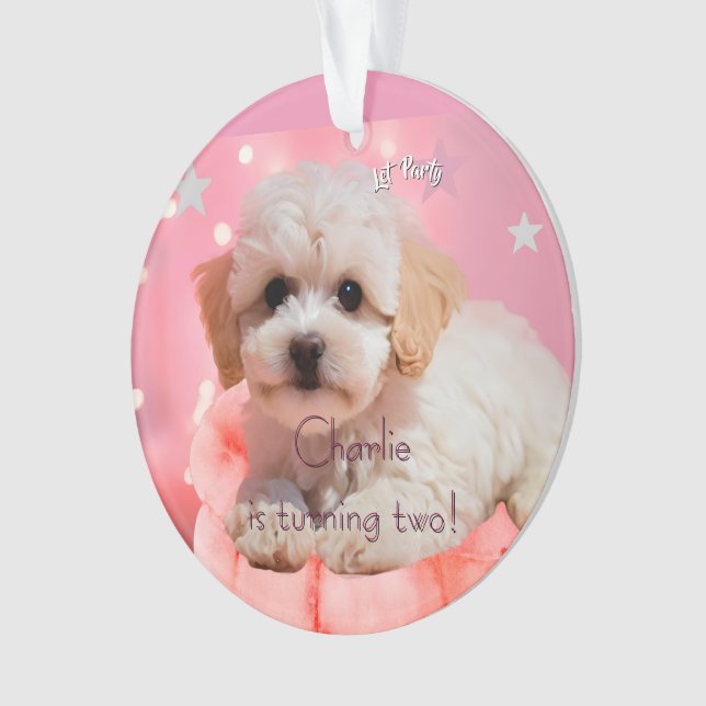Hund Lass uns Party Geburtstag  Ornament (Vorderseite)