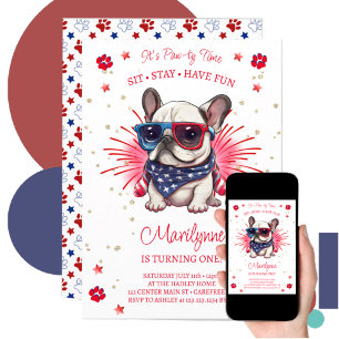 Hund Lass uns Pawty 1. Geburtstag Einladung