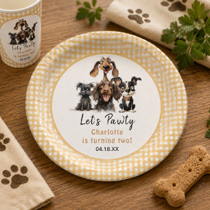 Hund Lass uns Pawty Geburtstag Pappteller