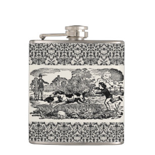 Hund läuft - Antike Haustierkunst viktorianische I Flachmann