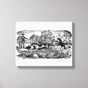 Hund läuft - Antike Haustierkunst viktorianische I Leinwanddruck