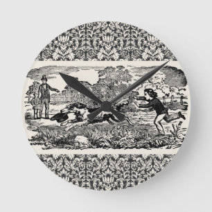 Hund läuft - antike Haustierkunst viktorianische I Runde Wanduhr