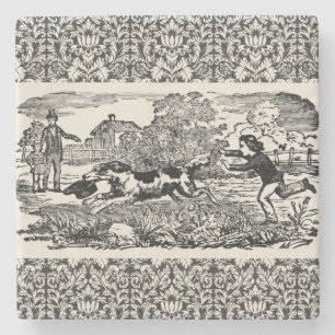 Hund läuft - Antike Haustierkunst viktorianische I Steinuntersetzer