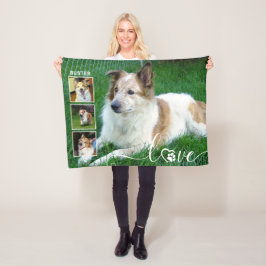 Hund LIEBE 4 Foto Pfosten Herzname drucken Fleecedecke
