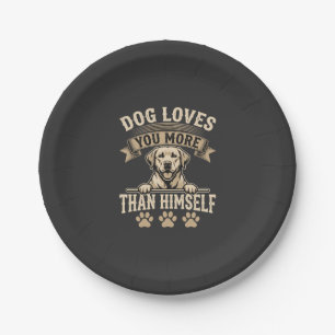 Hund liebt dich mehr als sich selbst Vintage Pappteller