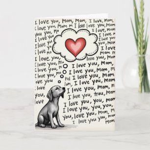 Hund liebt Mama-Herz-Illustrationskarte Karte