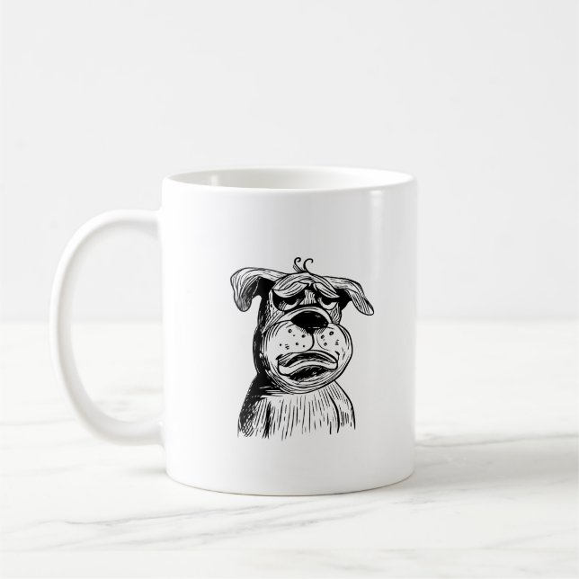 Hund liebt Tasse, Funny Pitbull Kaffeetasse (Links)