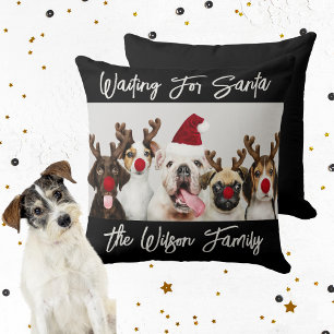 Hund liebt Weihnachtskissen mit Familienname Kissen