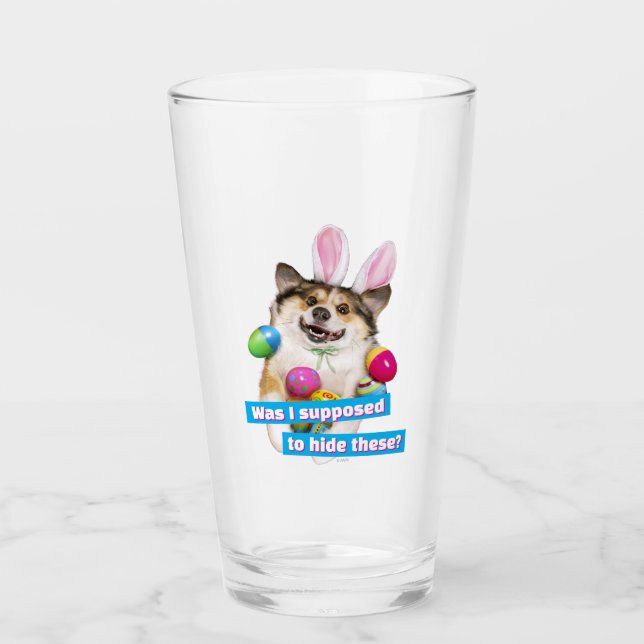 Hund liegt auf Ostereiern Glas (Vorderseite)