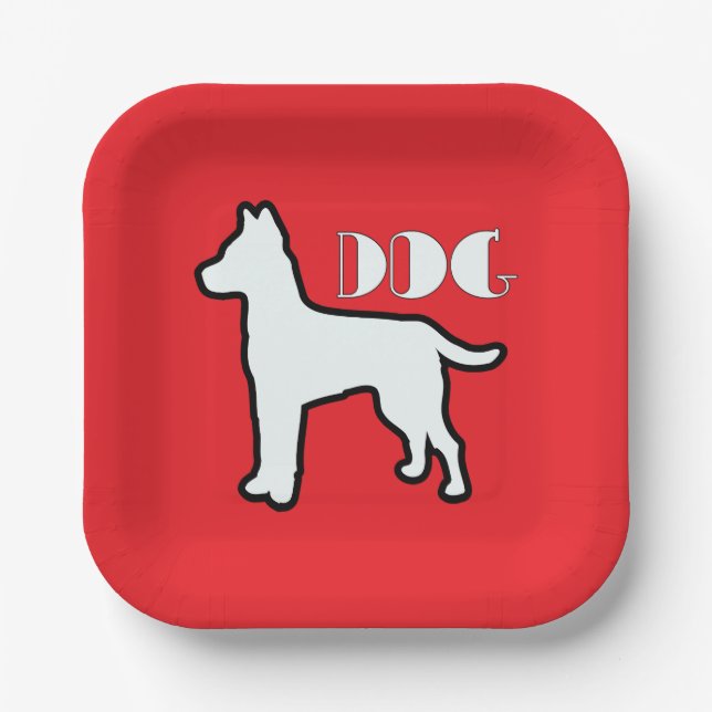 Hund Logo Rot Pappteller (Vorderseite)