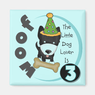 Hund Lover 3. Geburtstag T - Shirt und Geschenke Magnet